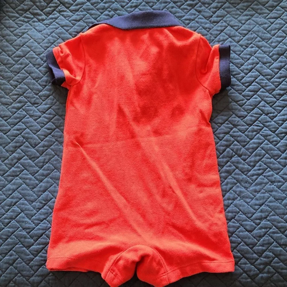Ralph Lauren‎ Infant One Piece Outfit Size 3 Mo Bear Red Blue Americana July 4th